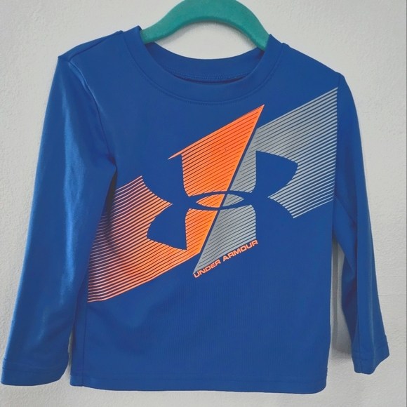 Under Armour Blue Long Sleeve Tee With Orange And Gray Graphic Size 2t - Picture 1 of 5